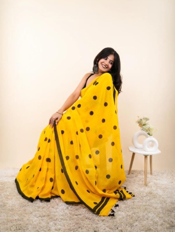 Pure polka dot mulmul cotton Yellow