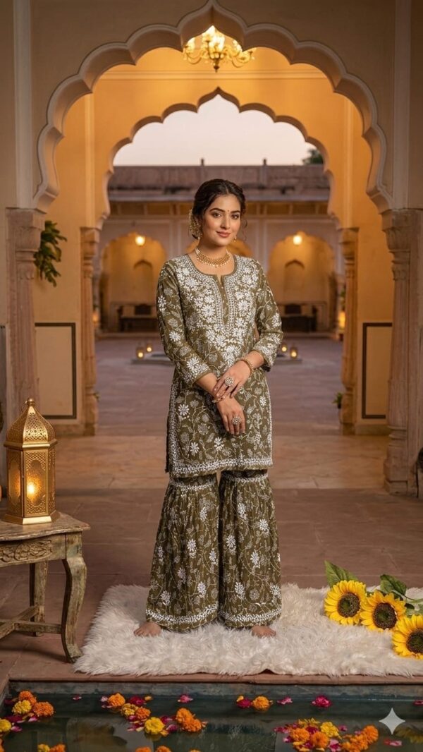 Sharara Set Olive Green